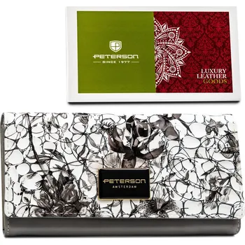 Peněženka Dámská peněženka z pravé kůže s květinovým vzorem Barva: černá || šedá || vícebarevná