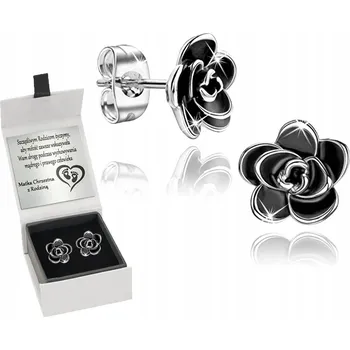 Náušnice STŘÍBRNÉ NÁUŠNICE PEcky KVÍTKY RHODIOVANÉ GRAVÍROVÁNÍ