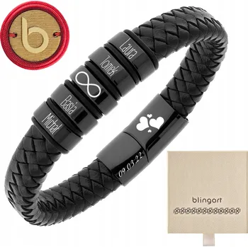 Náramek Náramek s gravírováním jména rodina ČERNÁ kůže