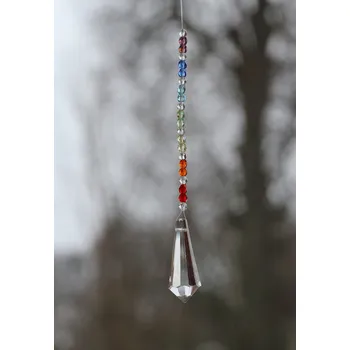 JoyKa Světelný Zářič Křišťálový - Jemná Duha, Čakrové barvy, Český skleněný Lapač Slunce 3770 (Česká Ruční Tvorba z Podkrkonoší - Každý kousek originální)