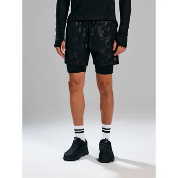 Pánské kraťasy Sinsay - Dvouvrstvé sportovní šortky - černá - 143EV-99X - 143EV-99X-M