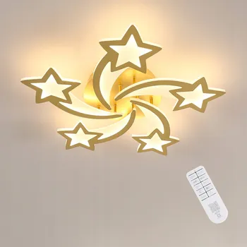 STMÍVATELNÉ LED STROPNÍ SVÍTIDLO LUSTR ZLATÉ MODERNÍ DO OBÝVÁKU + DÁLKOVÉ OVLÁDÁNÍ 36W