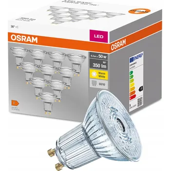 Žárovka Osram 10x LED žárovka GU10 4,3W (ekvivalent 50W) 2700K 350lm