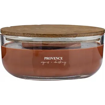 Svíčka Vonná svíčka ve skle PROVENCE dřevěný knot 24 hodin cigars&whisky