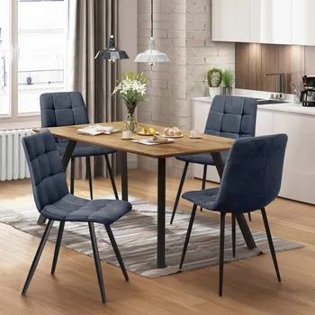 Jídelní set Jídelní stůl 140x80 BERGEN dub + 4 židle BERGEN šedá