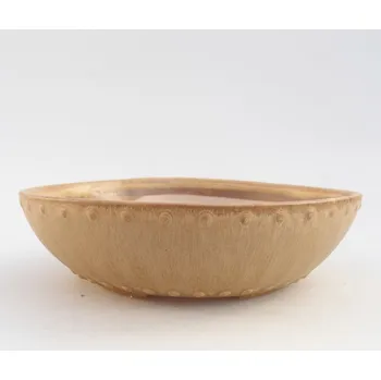 Květináč Keramická bonsai miska 17,5 x 17,5 x 5 cm béžová