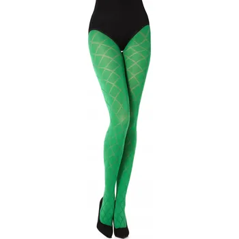 Dámské punčochy Punčocháče 60 DEN elastické punčocháče s kosočtvercovým vzorem MS-328 Zelená 5