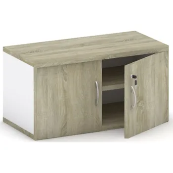 Kancelářská sestava Nástavba 2-dveřová MIRELLI, 800 x 400 x 400 mm, bílá/dub sonoma