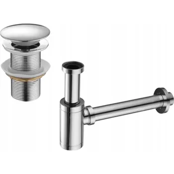 Sifon Mexen příslušenství, Umyvadlový lahvový sifon kulatý se zátkou click-clack, bez přepadu, chromová, 7991050-00