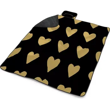 deka Sablio Plážová deka Zlatá srdíčka: 200x140 cm