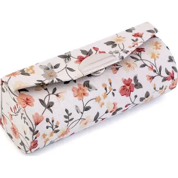 Pouzdro na rtěnku se zrcátkem s květy, střední, 7 bílá