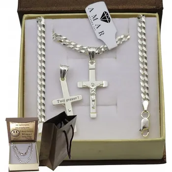 Řetízek STŘÍBRNÝ PLNÝ ŘETÍZEK PRO MUŽE PANCR S KŘÍŽKEM RYZOST 925 + GRAVÍROVÁNÍ DÁREK