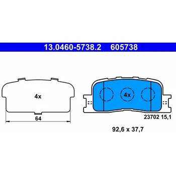 Brzdová destička Sada brzdových destiček, kotoučová brzda ATE 13.0460-5738.2