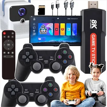 Projekční technika 4K LED PROJEKTOR S ANDROIDEM, HERNÍ KONZOLÍ, 2 PADŮ, HRY, DÁLKOVÝM OVLADAČEM, WIFI A USB