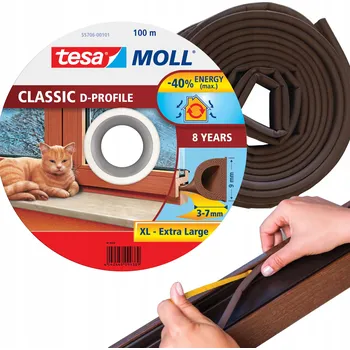 Těsnění do okna a dveří Okenní těsnění hnědé Tesa 0,9 x 10000 x 7 mm