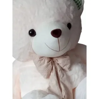 plyšák Velký PLYŠOVÝ MEDVÍDEK PLYŠÁK BÍLÝ MEDVÍDEK S LÁTKOU 100 cm