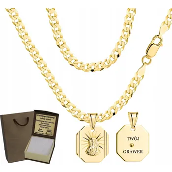 Řetízek Zlatý PLNÝ pánský ŘETÍZEK vzor PANCR s medailonkem, ryzost 925/585 + GRAVÍROVÁNÍ DÁREK