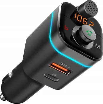 FM transmitter BLUETOOTH FM TRANSMITTER AUDIO MP3 RYCHLÁ NABÍJEČKA USB SD LCD QC3.0 RGB