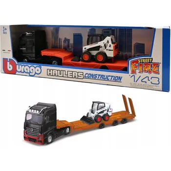 autíčko Mercedes Actros GigaSpace AUTOPŘEPRAVNÍK S NAKLADAČEM BOBCAT 1:43 BBURAGO