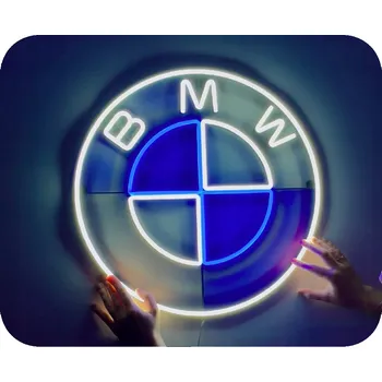 Obraz Neonový LED nápis BMW logo nástěnná dekorace 35 cm