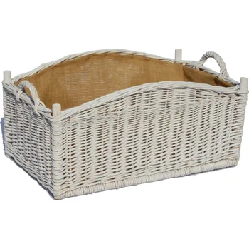 Koš na dřevo proutěný bílý