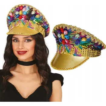 Čepice Čepice Kapitánská důstojnická čepice Zlatá zdobená kšiltovka s motivem LOVE