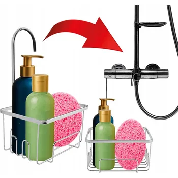 Drátěná police KOUPELNOVÁ POLIČKA STŘÍBRNÁ KOŠÍK ZAVĚŠOVACÍ NA BATERII ODOLNÁ VŮČI MÝDLU