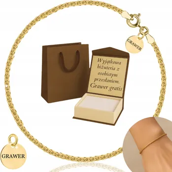 Náramek DÁMSKÝ ZLATÝ NÁRAMEK 925 GRAVÍROVÁNÍ PERSONALIZACE PROPLÉTANÝ POZLACENÝ