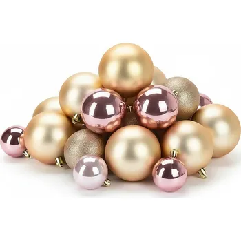 HOMESTYLING Vánoční ozdoby koule sada 26 ks zlatorůžová KO-CAN302030