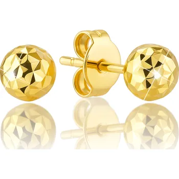 Náušnice Zlaté Náušnice 585 Šroubovací Kuličky Lesklé Koule Kruhy 4mm Puzety ZLATO 14K