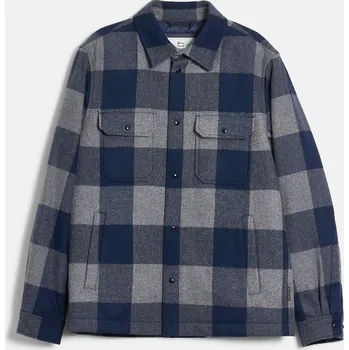 Pánská casual bunda BUNDA WOOLRICH ALASKAN WOOL CHECK OVERSHIRT BLUE BUFFALO