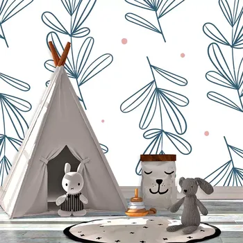 Tapeta Sablio Tapeta Modré lístky - 125x75 cm