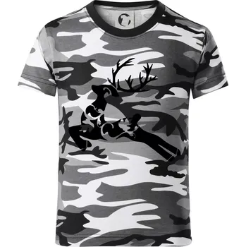 Chlapecké oblečení Laň z listů - Dětské maskáčové triko - 122 cm/6 let ( Šedý maskáč )