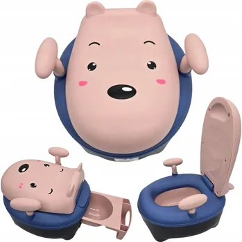 Nočník DĚTSKÝ NOČNÍK ZAVÍRACÍ HROŠÍK RŮŽOVÝ - VÝUKA POUŽÍVÁNÍ TOALETY