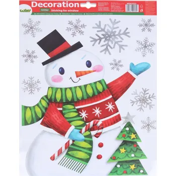 Vánoční dekorace Vánoční Okenní Dekorace Sněhulák 41x29 cm - Ideální pro Zimní Výzdobu