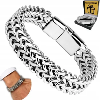 Náramek TITANOVÝ Pánský Náramek Stříbrný Na Dárek dla Chłopaka Mężczyzny PEŁNA