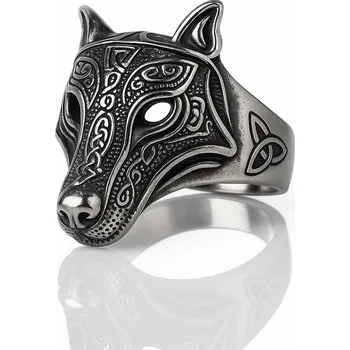 Prsten Ocelový prsten severský vlk Hay - 62