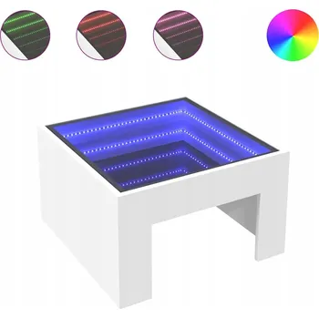 Konferenční stolek Konferenční stolek s LED Infinity, bílý, 50x50x30 cm