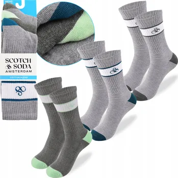 Pánské ponožky SCOTCH&SODA Pánské Ponožky Dlouhé 3 páry Bavlna Šedá Barva Mix 41-46