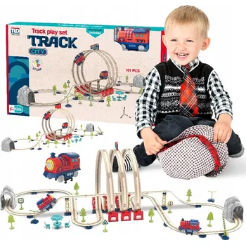 Vláček a vláčkodráha Elektrická vláčkodráha pro děti, 101 dílů, železniční tratě, vláček