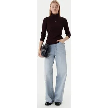 Dámský svetr Calvin Klein Jeans Rolák LV047D203G Hnědá Slim Fit XS