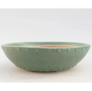 Květináč Keramická bonsai miska 17,5 x 17,5 x 5 cm zelená