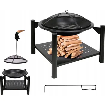 OCELOVÉ ZAHRADNÍ OHNIŠTĚ S GRILLEM A VÍKEM LUND