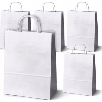 Nákupní taška PAPÍROVÁ TAŠKA 240x100x320 mm A4 BÍLÁ se skrouceným uchem EKO