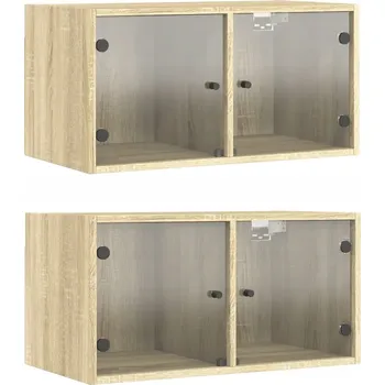 Knihovna Závěsná vitrína VidaXL, hnědé odstíny, 37 x 68,5 x 35 cm