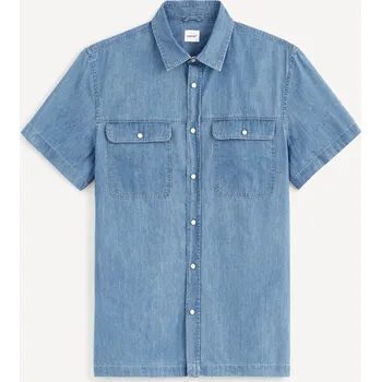 Pánské oblečení Pánská košile Celio Denim Celio světle modrá 1640107