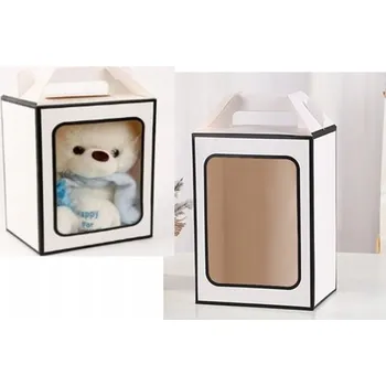 Krabička 12 Ks dárkových krabiček s uchy, BÍLÁ, s okénkem, 25x18x13cm |