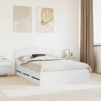 Postel Rám postele se zásuvkou Bílá 160 x 200 cm Inženýrské dřevo