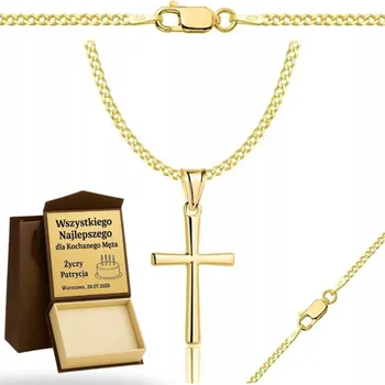 Řetízek Zlatý, pevný řetízek pánský + křížek pancr plný 925/585 gravírování