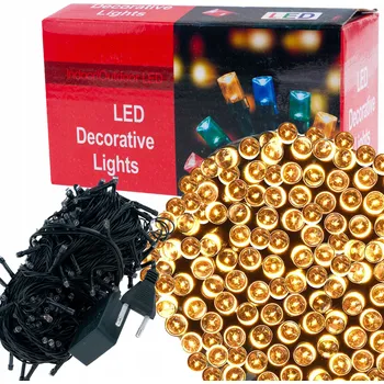 Vánoční dekorace VÁNOČNÍ OSVĚTLENÍ NA STROMEČEK 300 LED teplé BÍLÉ VNITŘNÍ na stromeček AŽ 8 REŽIMŮ SVÍCENÍ